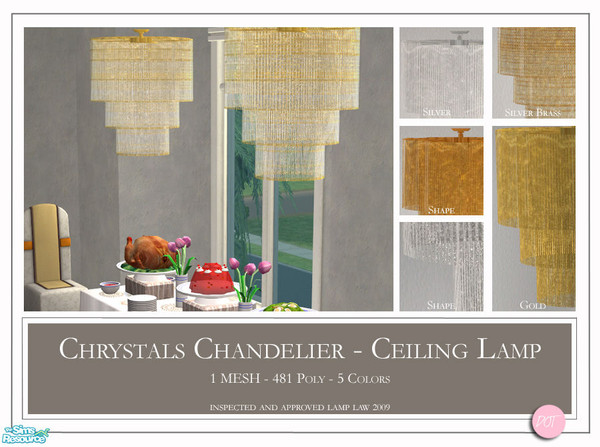 Sims 2 — Chrystals Chandelier by DOT — Chrystals Chandelier Ceiling Lamp 1 Mesh Plus Recolors. Sims 2 by DOT of The Sims