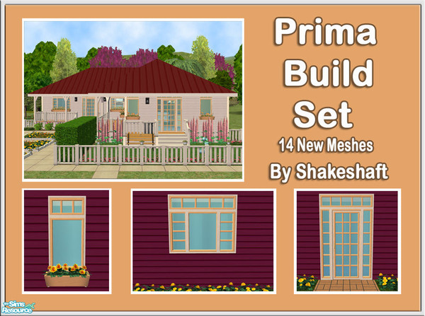 Sims 2 — Prima Build Set by Shakeshaft — A new set of build items in a European style, including Windows and Doors with