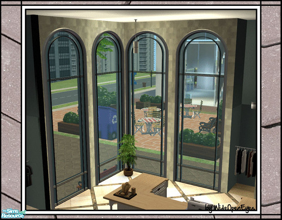 Sims 2 — Downtown Windows - Two Story by wideopeneyes — A set with an urban, downtown look. This is the two story window.