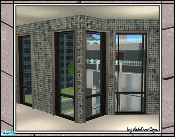 Sims 2 — Downtown Windows - 1 Tile Diagonal by wideopeneyes — A set with an urban, downtown look. This is the one tile