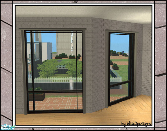 Sims 2 — Downtown Windows - 2 Tile by wideopeneyes — A set with an urban, downtown look. This is the two tile window.
