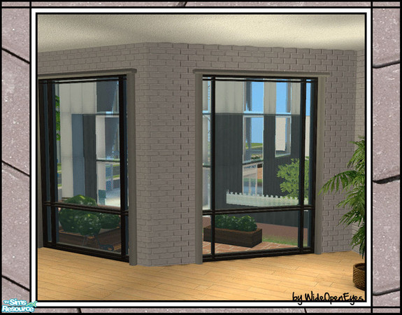 Sims 2 — Downtown Windows - 2 Tile Diagonal by wideopeneyes — A set with an urban, downtown look. This is the two tile