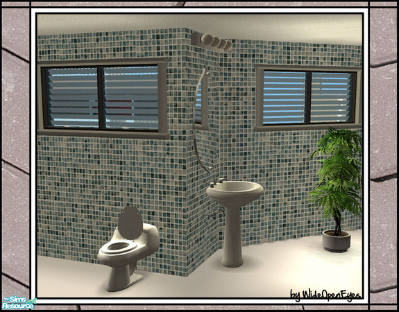 Sims 2 — Downtown Windows - 2 Tile Privacy Diagonal by wideopeneyes — A set with an urban, downtown look. This is the two