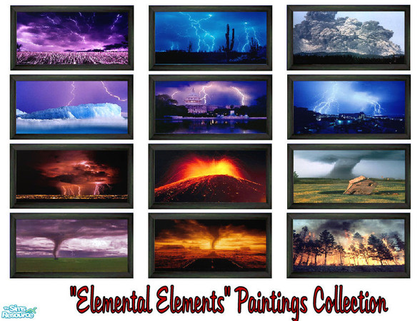 Sims 2 — \'Elemental Elements\' Paintings Collection by shadow66 — Whirlwinds, tornados, eruptions, fire, thunderbolts