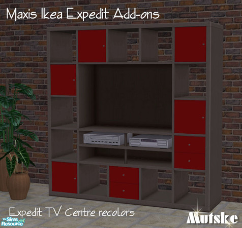 Sims 2 — Expedit 2tile Bookcase Stormfront by Mutske — Recolors of the Expedit Ikea TV Center.