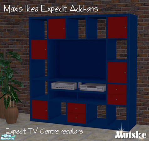 Sims 2 — Expedit 2tile Bookcase Midnightsky by Mutske — Recolors of the Expedit Ikea TV Center.