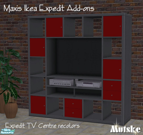 Sims 2 — Expedit 2tile Bookcase Gray by Mutske — Recolors of the Expedit Ikea TV Center.
