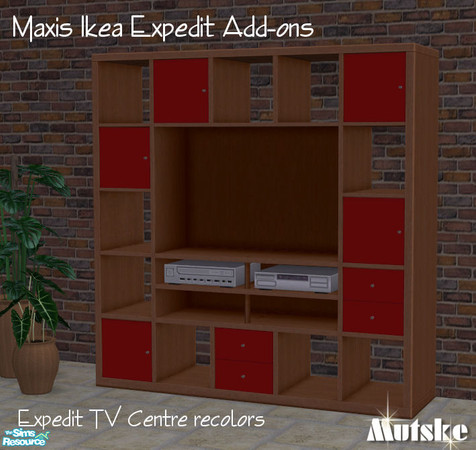 Sims 2 — Expedit 2tile Bookcase Hardboard by Mutske — Recolors of the Expedit Ikea TV Center.