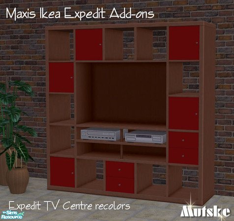 Sims 2 — Expedit 2tile Bookcase Peach by Mutske — Recolors of the Expedit Ikea TV Center.