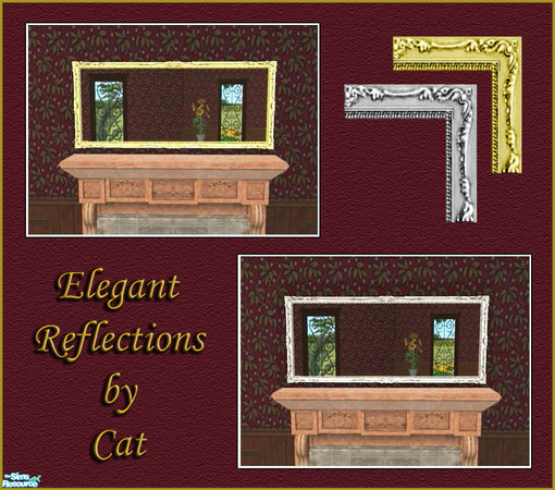 Sims 2 — Reflective Elegance Mirrors Set by cat3cm —  A new set of mirrors that fit perfectly over the fireplace.