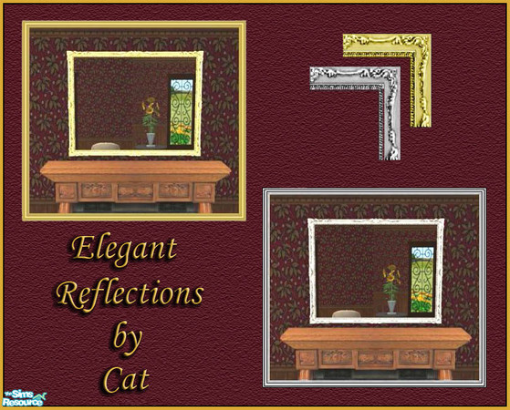 Sims 2 — Reflective Elegance Square Mirrors Set by cat3cm —  A new set of square mirrors that fit perfectly over the
