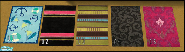 Sims 2 — CARPET SET 03 by KalmanKukka — Five various themes. H & M Fashion SP required.