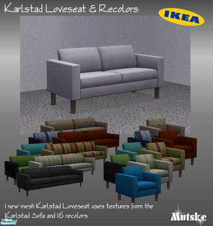Sims 2 — Karlstad Add-ons by Mutske — Karlstad Loveseat and chair and sofa recolors.