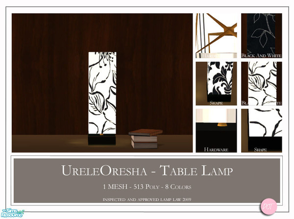 Sims 2 — UreleOresha Table Lamp by DOT — UreleOresha Table Lamp 1 Mesh Plus Recolors. Sims 2 by DOT of The Sims Resource.