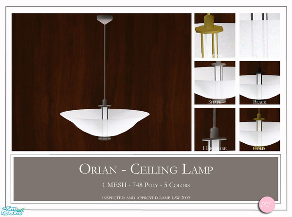 Sims 2 — Orian Ceiling Lamp by DOT — Orian Ceiling Lamp. 1 Mesh Plus Recolors. Sims 2 by DOT of The Sims Resource. 