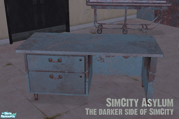Sims 2 — SimCity Asylum Desk by BeOSBoxBoy — Full of old papers, rusty paper clips, dried up ink pens, and not a few