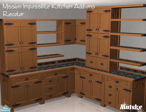 Sims 2 — Counter Mission Mediumwood by Mutske — Recolor. For the glass panel, just plain wood.