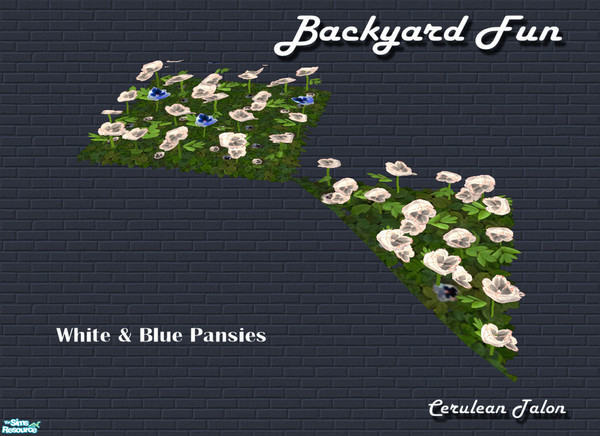 Sims 2 — Backyard Fun - White & Blue Pansies by Cerulean Talon — Decorative and skill building combine to make these