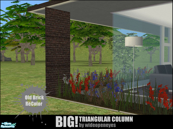 Sims 2 — BIG!Triangular Column Full - Old Brick by wideopeneyes — A new version of my BIG!Column cut in half diagonally.