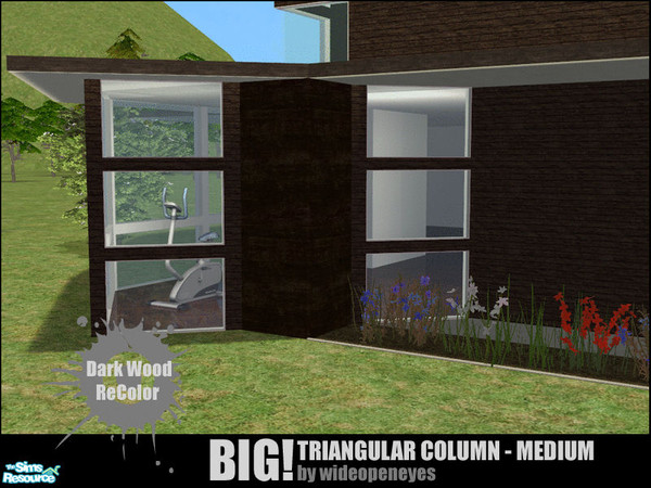 Sims 2 — BIG!Triangular Column Medium - Dark Wood by wideopeneyes — A new version of my BIG!Column cut in half