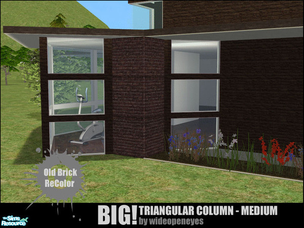 Sims 2 — BIG!Triangular Column Medium - Old Brick by wideopeneyes — A new version of my BIG!Column cut in half