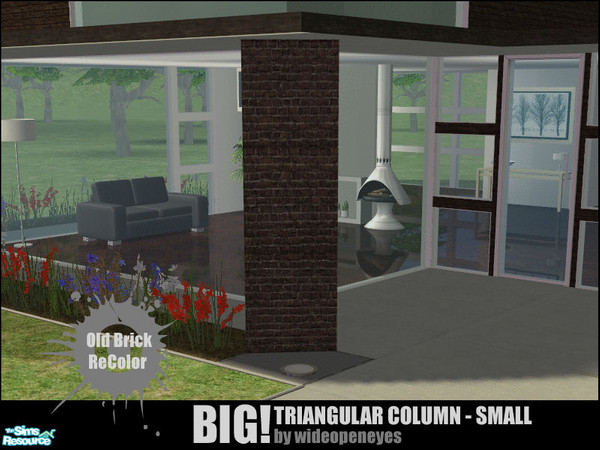 Sims 2 — BIG!Triangular Column Small - Old Brick by wideopeneyes — A new version of my BIG!Column cut in half diagonally.