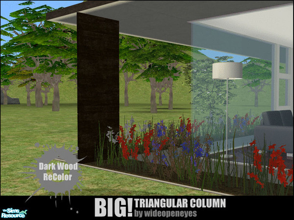 Sims 2 — BIG!Triangular Column Full - Dark Wood by wideopeneyes — A new version of my BIG!Column cut in half diagonally.