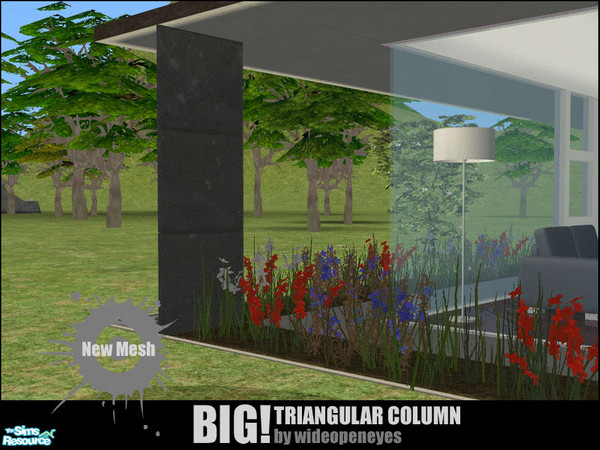 Sims 2 — BIG!Triangular Column Full - Concrete Mesh by wideopeneyes — A new version of my BIG!Column cut in half