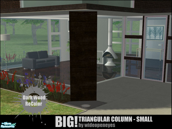 Sims 2 — BIG!Triangular Column Small - Dark Wood by wideopeneyes — A new version of my BIG!Column cut in half diagonally.