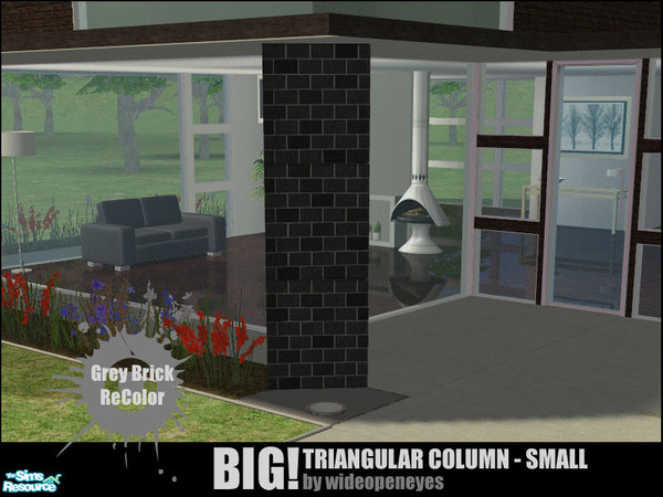 Sims 2 — BIG!Triangular Column Small - Grey Brick by wideopeneyes — A new version of my BIG!Column cut in half