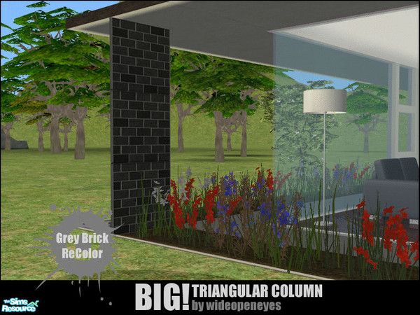 Sims 2 — BIG!Triangular Column Full - Grey Brick by wideopeneyes — A new version of my BIG!Column cut in half diagonally.