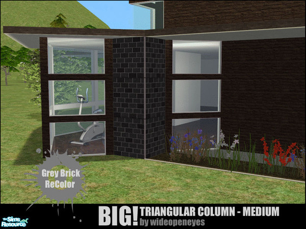 Sims 2 — BIG!Triangular Column Medium - Grey Brick by wideopeneyes — A new version of my BIG!Column cut in half