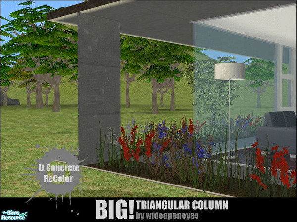 Sims 2 — BIG!Triangular Column Full - Lt Concrete by wideopeneyes — A new version of my BIG!Column cut in half
