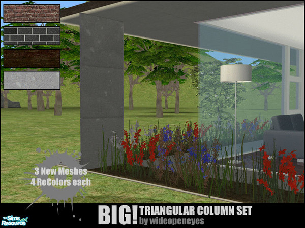 Sims 2 — BIG!Triangular Column by wideopeneyes — A new version of my BIG!Column cut in half diagonally. The set has 3