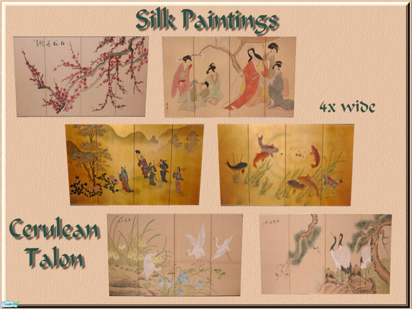 Sims 2 — Silk Paintings by Cerulean Talon — Hand painted wall decor featuring beautiful scenes and encompassing the rich