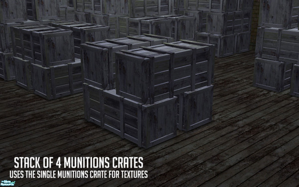 Sims 2 — 4 Munitions Crates by BeOSBoxBoy — requires the Single Munitions Crate for textures!