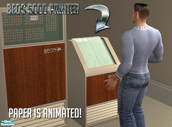 Sims 2 — BEOS 5000 Computing Set - Printer by BeOSBoxBoy — Requires the BEOS 5000 Tape Reader for textures!