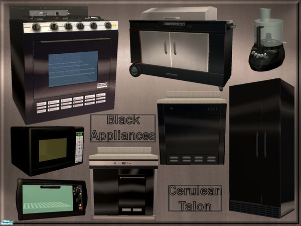 Sims 2 — Black Appliances by Cerulean Talon — High-end appliances in black with accents of chrome to make any kitchen one