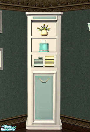 Sims 2 — Spring Time Bathroom Shelves by lisa9999 — White shelves with teal panels. Great for storing bathroom items.