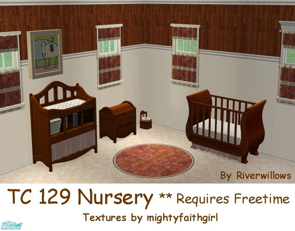 Sims 2 — TC 129 Nursery by Riverwillows — Nice little nursery featuring textures by mightyfaithgirl. Requires Freetime.