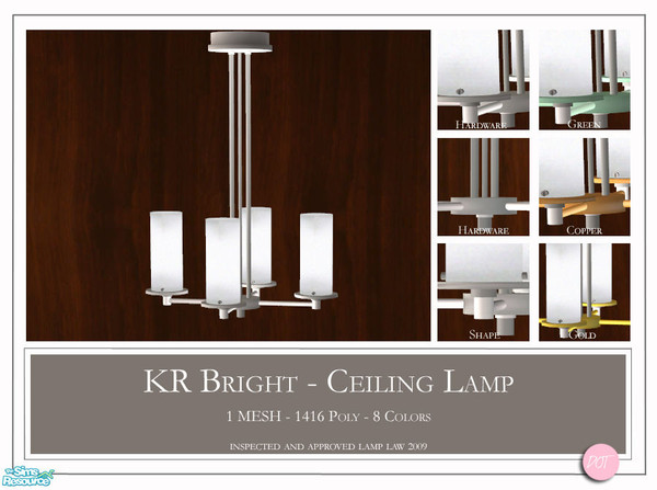 Sims 2 — KR Bright Ceiling Lamp by DOT — KR Bright Ceiling Lamp 1 Mesh Plus Recolors. Sims 2 by DOT of The Sims Resource.