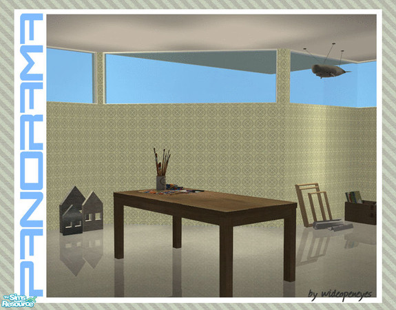 Sims 2 — Panorama - Top Row Side Diagonal by wideopeneyes — This set will create a row of windows along the top of walls,