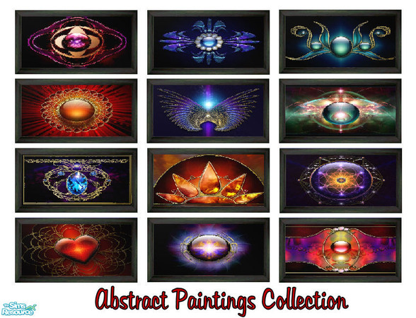 Sims 2 — Abstract Paintings Collection by shadow66 — This is a set of 12 paintings featuring various abstract designs to