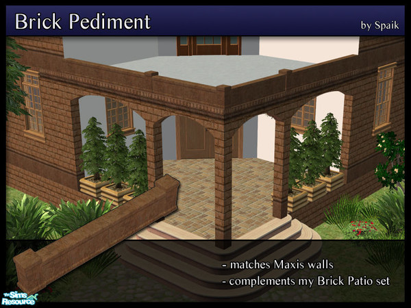 Sims 2 — Brick Pediment 12 by Spaik — Low moulding, matching Maxis walls, made to complement my Brick Patio set. Perfect