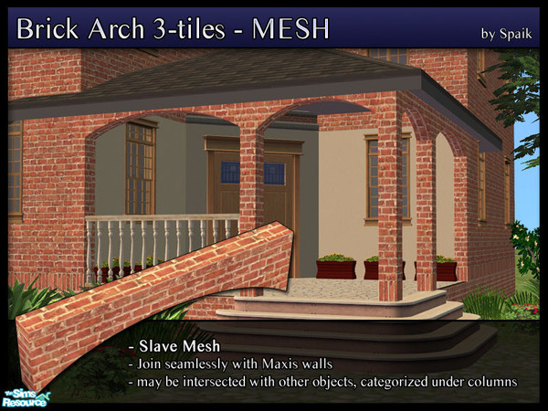 Sims 2 — Brick Arch 3-tile - MESH by Spaik — One of the arches made to create a porch. They match and join perfectly with