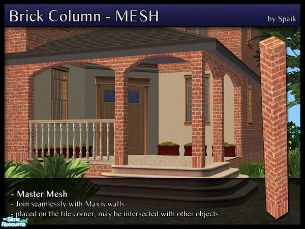 Sims 2 — Brick Column - MESH by Spaik — A pillar placed to the tile corner, perfect to create a porch. Matches and joins