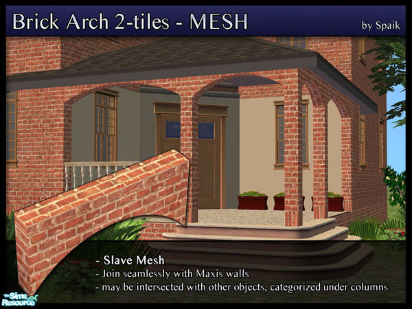 Sims 2 — Brick Arch 2-tile - MESH by Spaik — One of the arches made to create a porch. They match and join perfectly with