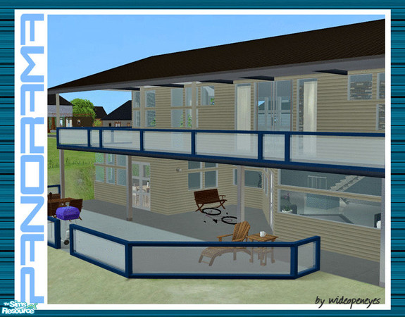 Sims 2 — Panorama Fence - Blue Frosted Glass by wideopeneyes — A modern, clean looking fence or balcony rail that matches