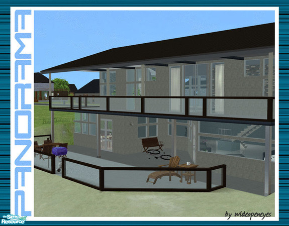 Sims 2 — Panorama Fence - Brown Clear Glass by wideopeneyes — A modern, clean looking fence or balcony rail that matches