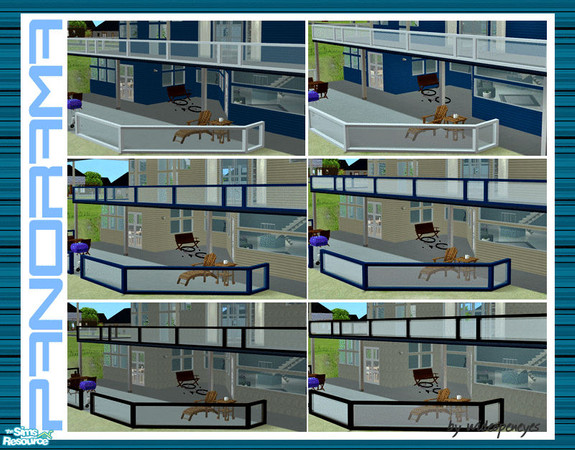 Sims 2 — Panorama Fence Set by wideopeneyes — A modern, clean looking fence or balcony rail that matches the Panorama